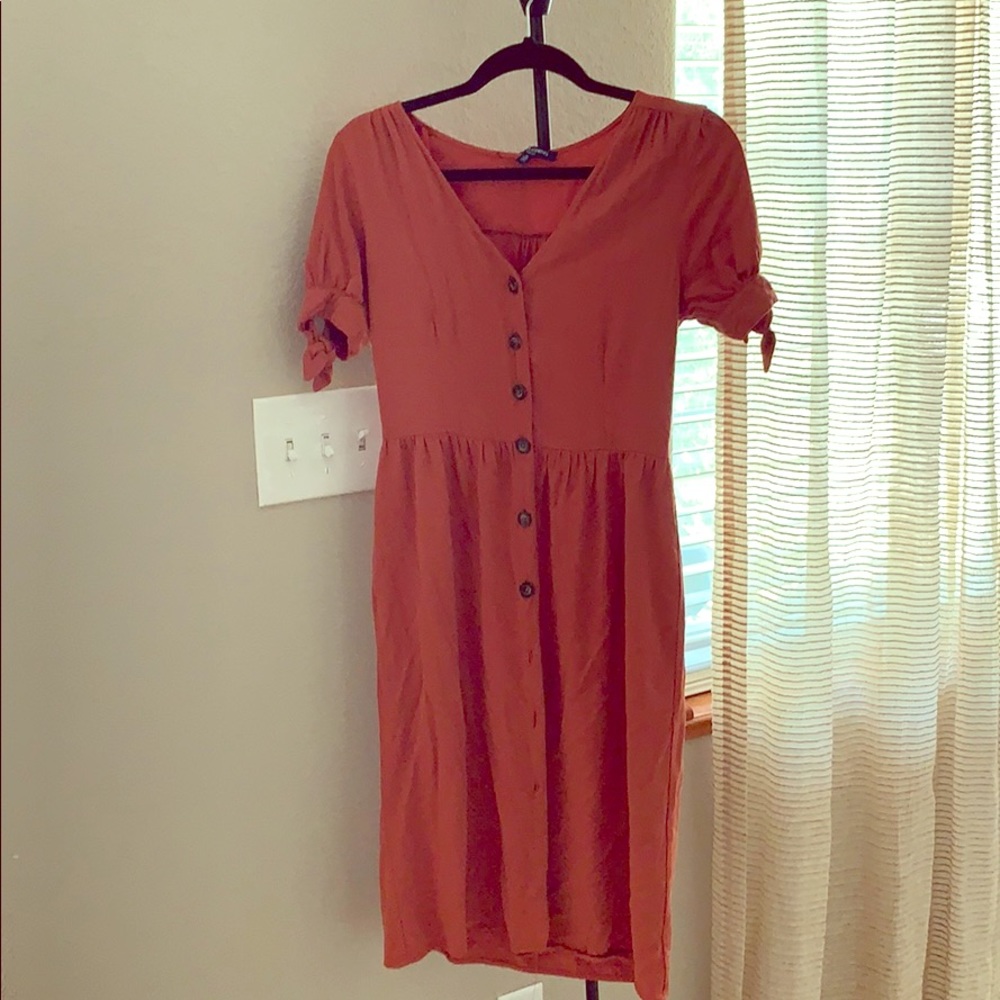 Burnt orange button up dress
